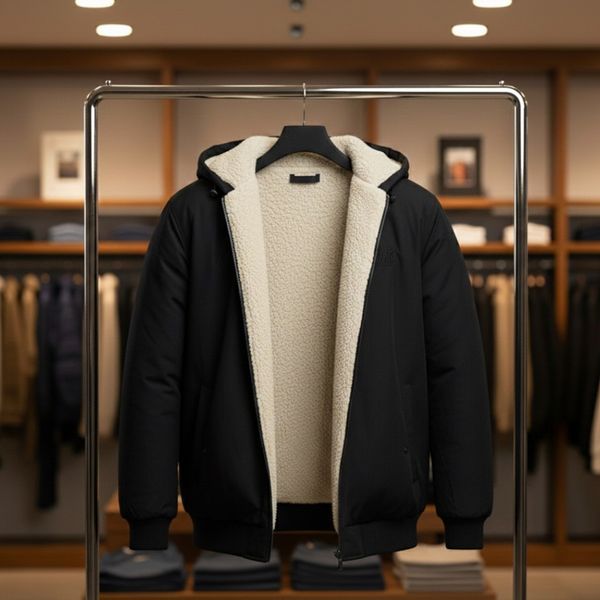 کاپشن مردانه مشکی داخل تمام خز مدل adidas-مشکی