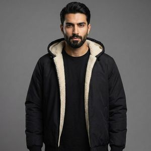 خرید اینترنتی قیمت کاپشن مردانه مشکی داخل تمام خز مدل adidas-مشکی