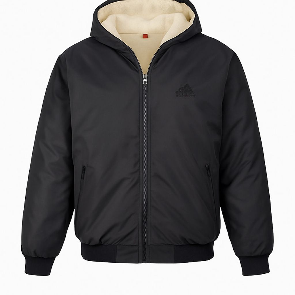 قیمت ارزان کاپشن مردانه مشکی داخل تمام خز مدل adidas-مشکی