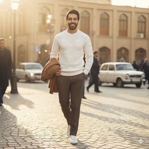 پلیور زاپ دار سفید مردانه مدلDeta