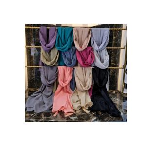 قیمت ارزان شال حریر کرپ منگوله دار ساده تک رنگ شیک