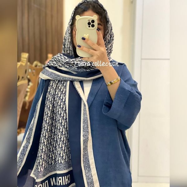 شال دیور سرمه‌ای نخ پنبه