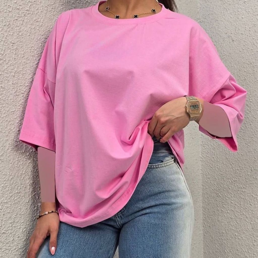 فروش اینترنتی تیشرت باکسی زنانه و دخترانه ساده