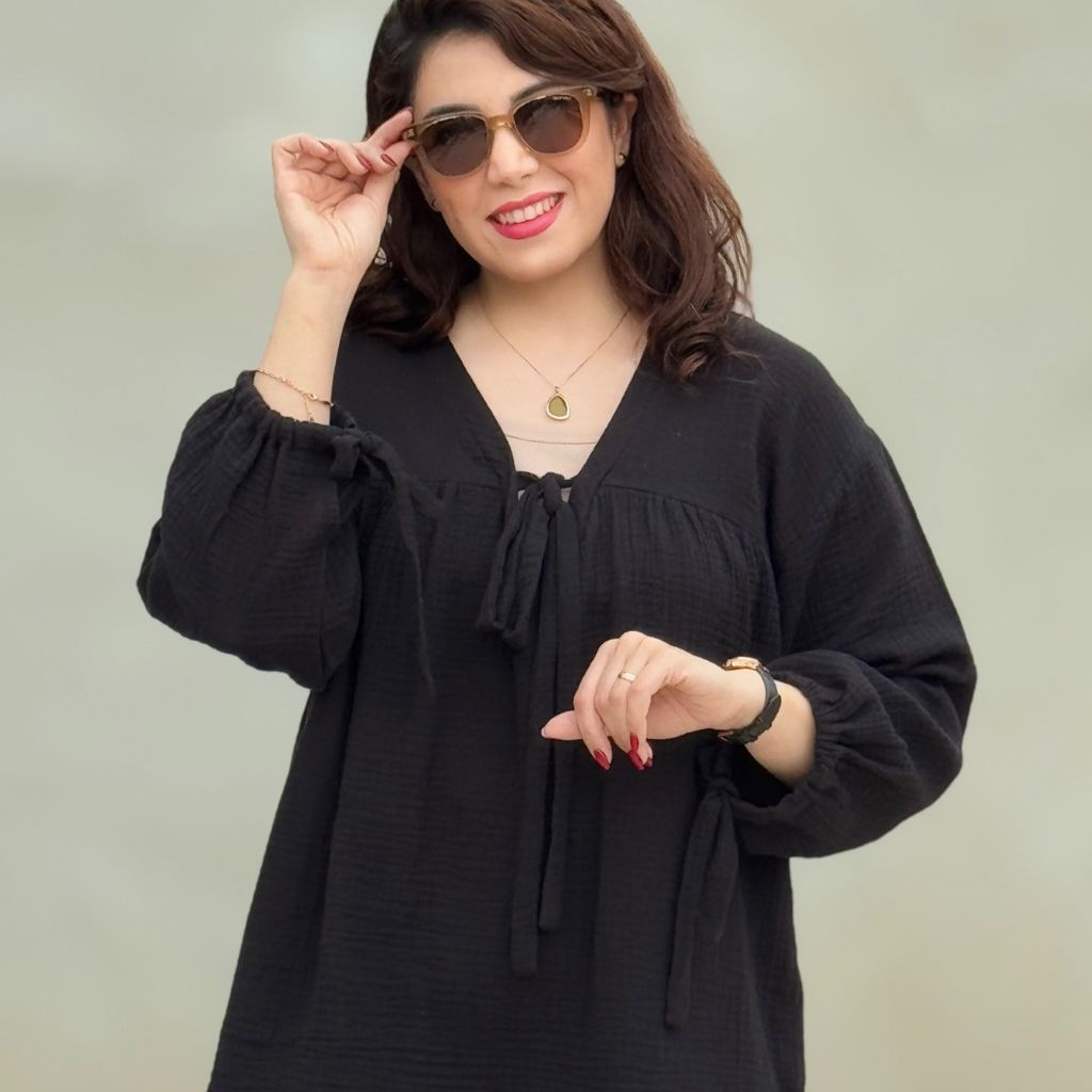خرید انلاین شومیز زنانه دبل فیس مشکی