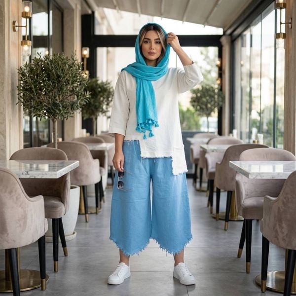 ست رویه شلوار اسپرت الیاف طبیعی