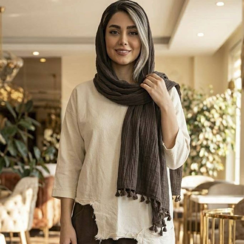 مشخصات شال الیاف سنگشور شده منگوله دار