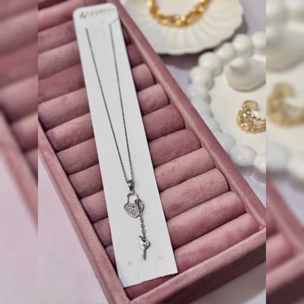 گردنبند قلب و کلید استیل