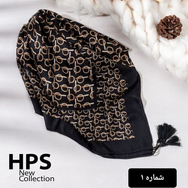 روسری قواره بزرگ نیلا طرح هندسی منگولدار
