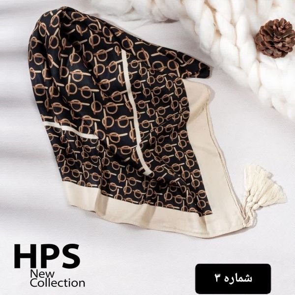 روسری قواره بزرگ نیلا طرح هندسی منگولدار