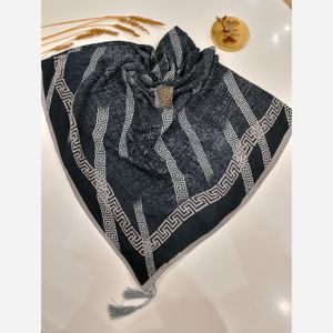 خرید اینترنتی قیمت روسری برشکا پلیسه نخ پنبه قواره بزرگ منگولدار