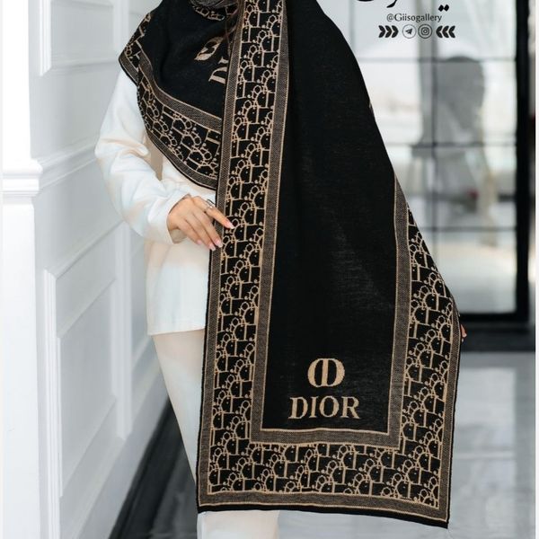 شال بافت دیور مشکی طلابافت دورو وارداتی Dior