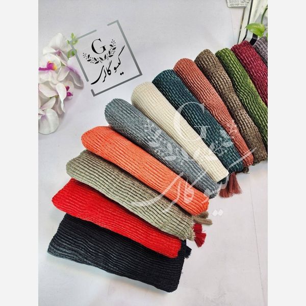 شال پلیسه لمه مراکشی وارداتی منگولدار رنگبندی