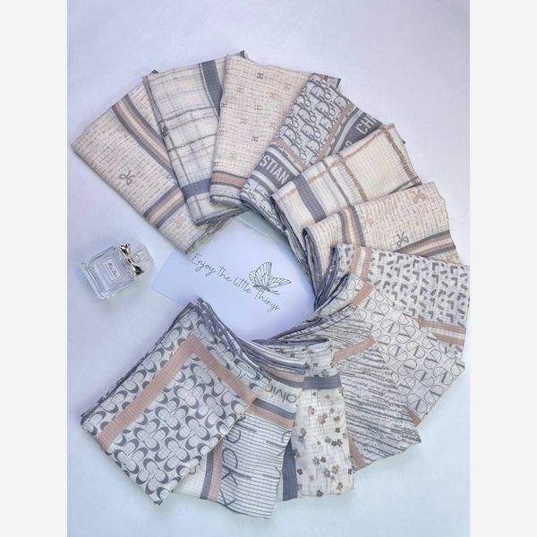 روسری مدیوم اسکارف نخی دستدوز میکس طرحبندی