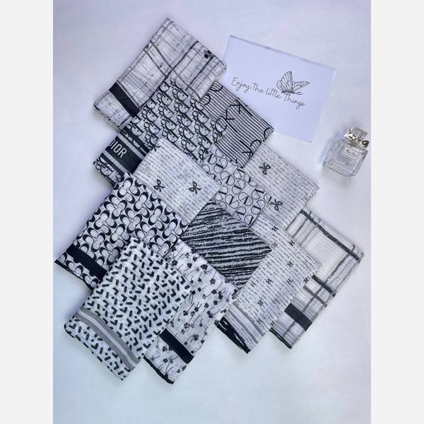 روسری مدیوم اسکارف نخی دستدوز میکس طرحبندی