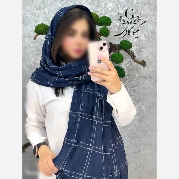 شال چهارخانه پفکی لب ریش کوک دوزی رنگبندی