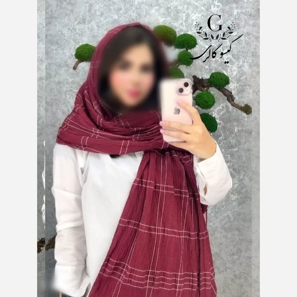 شال چهارخانه پفکی لب ریش کوک دوزی رنگبندی