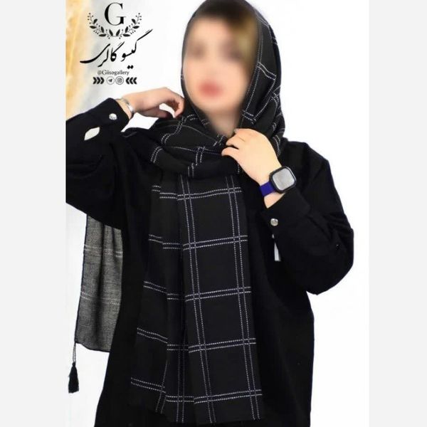 شال چهارخانه پفکی لب ریش کوک دوزی رنگبندی