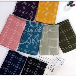 شال چهارخانه پفکی لب ریش کوک دوزی رنگبندی