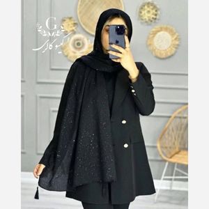 خرید اینترنتی قیمت شال پفکی شایندار براق اکلیلی دور دوخت منگولدار