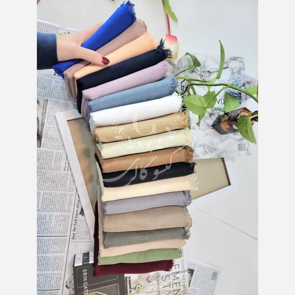 خرید اینترنتی قیمت شال پارچه نخ ترک ژیوان لب ریش رنگبندی