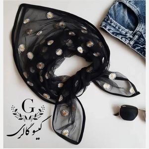 مینی اسکارف توری بابونه برجسته دوردوخت مشکی