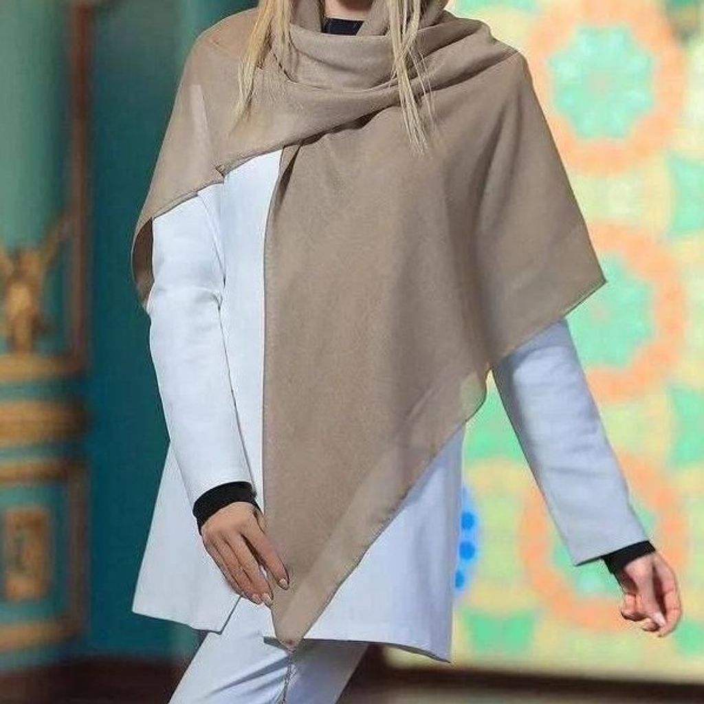 خرید اینترنتی قیمت روسری تک رنگ ساده منگولدار نخی شاتل
