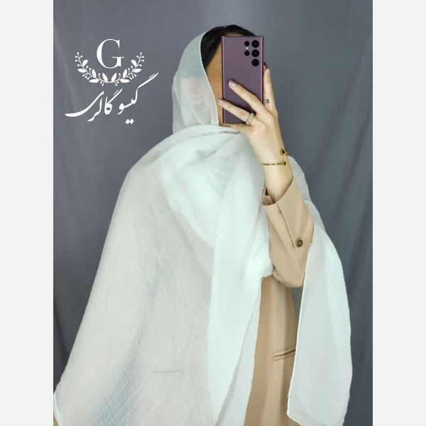 شال حریر پلیسه مینیمال منگولدار