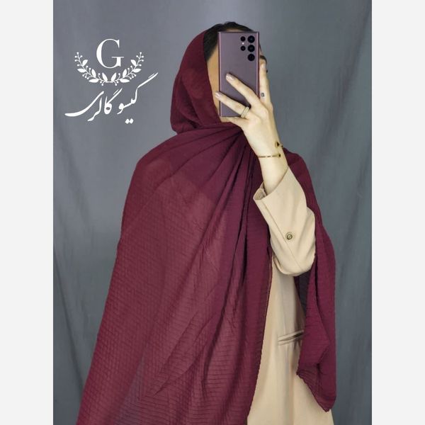 شال حریر پلیسه مینیمال منگولدار