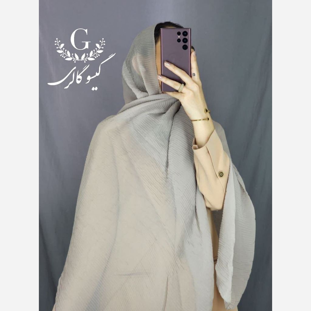 خرید اینترنتی قیمت شال حریر پلیسه مینیمال منگولدار