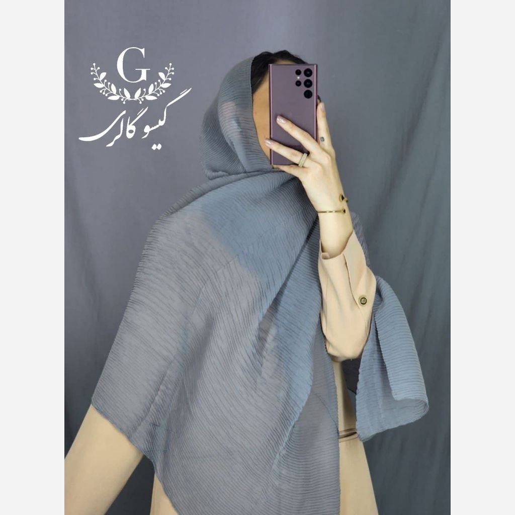 خرید اینترنتی قیمت شال حریر پلیسه مینیمال منگولدار
