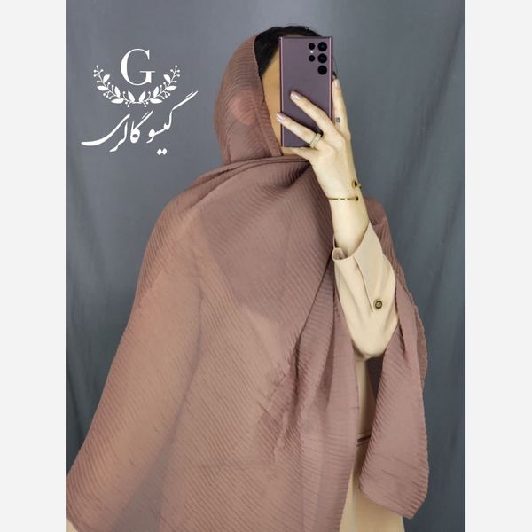 شال حریر پلیسه مینیمال منگولدار