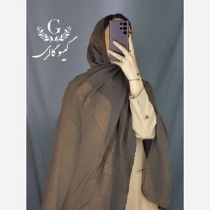 خرید اینترنتی قیمت شال حریر پلیسه مینیمال منگولدار
