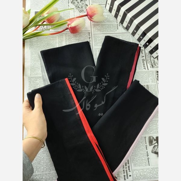 شال و مینی اسکارف مشکی دورگان رنگی