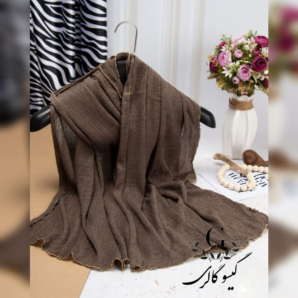 خرید اینترنتی شال برشکا لب منجوق نگینی وارداتی