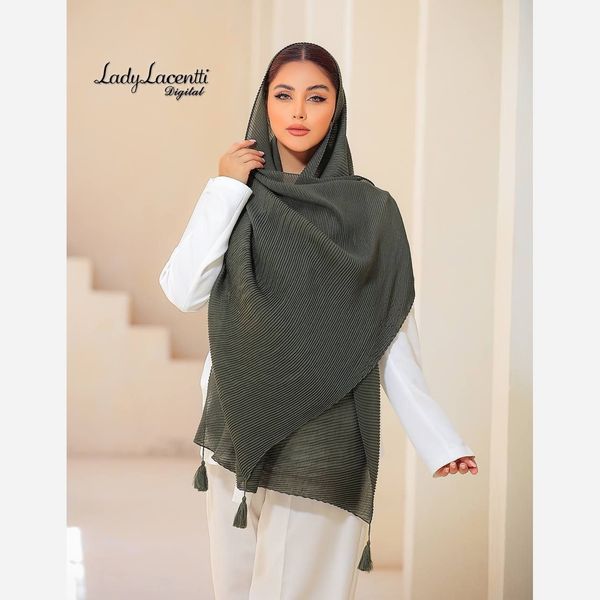 شال پلیسه ریز اعلا منگولدار 