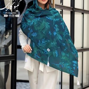 خرید اینترنتی قیمت شال اسپان پارچه نخ طرح آبرنگی منگولدار