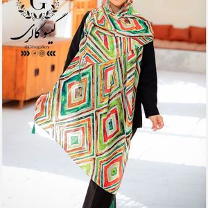 خرید اینترنتی قیمت شال اسپان پارچه نخ طرح آبرنگی منگولدار