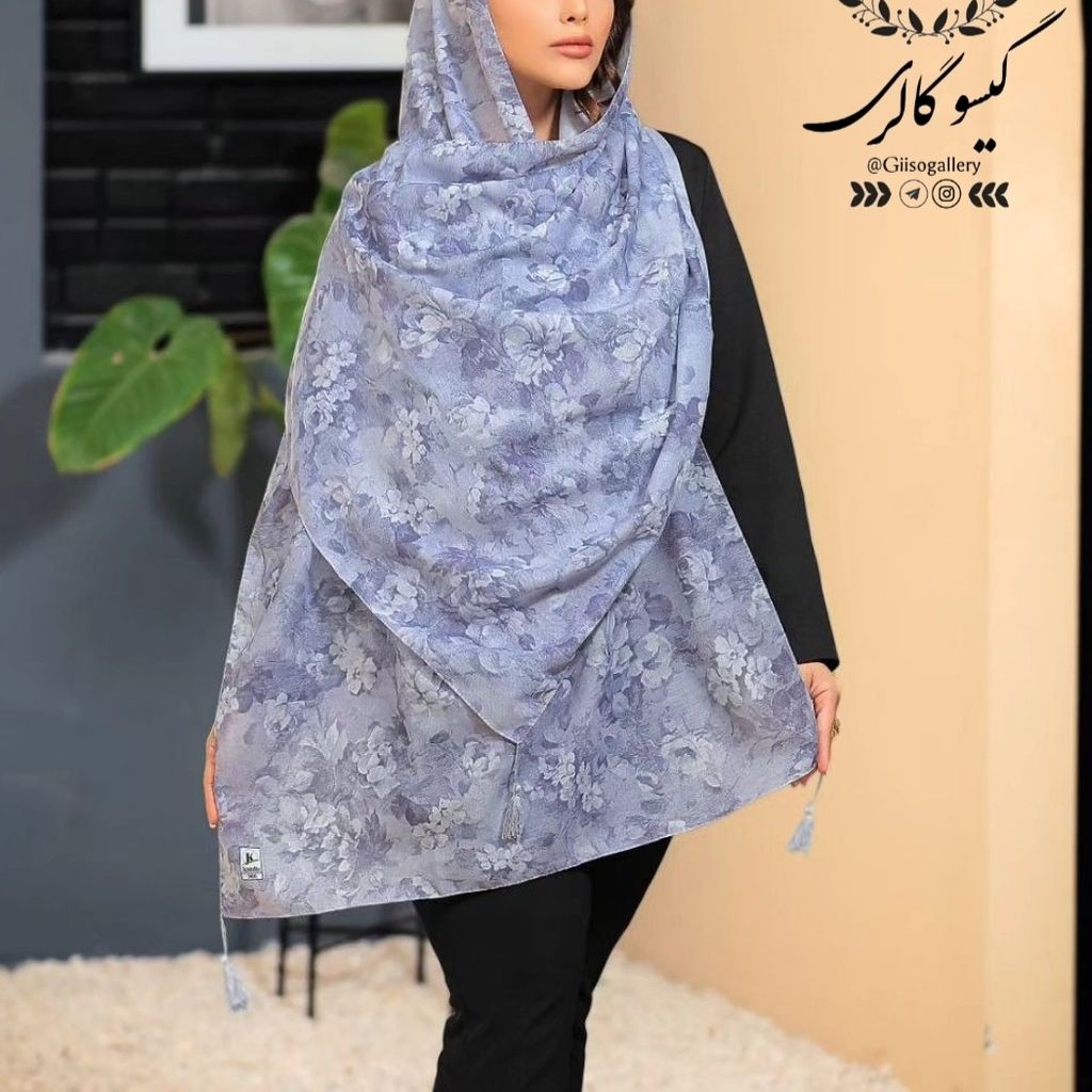 خرید اینترنتی قیمت شال اسپان پارچه نخ طرح آبرنگی منگولدار