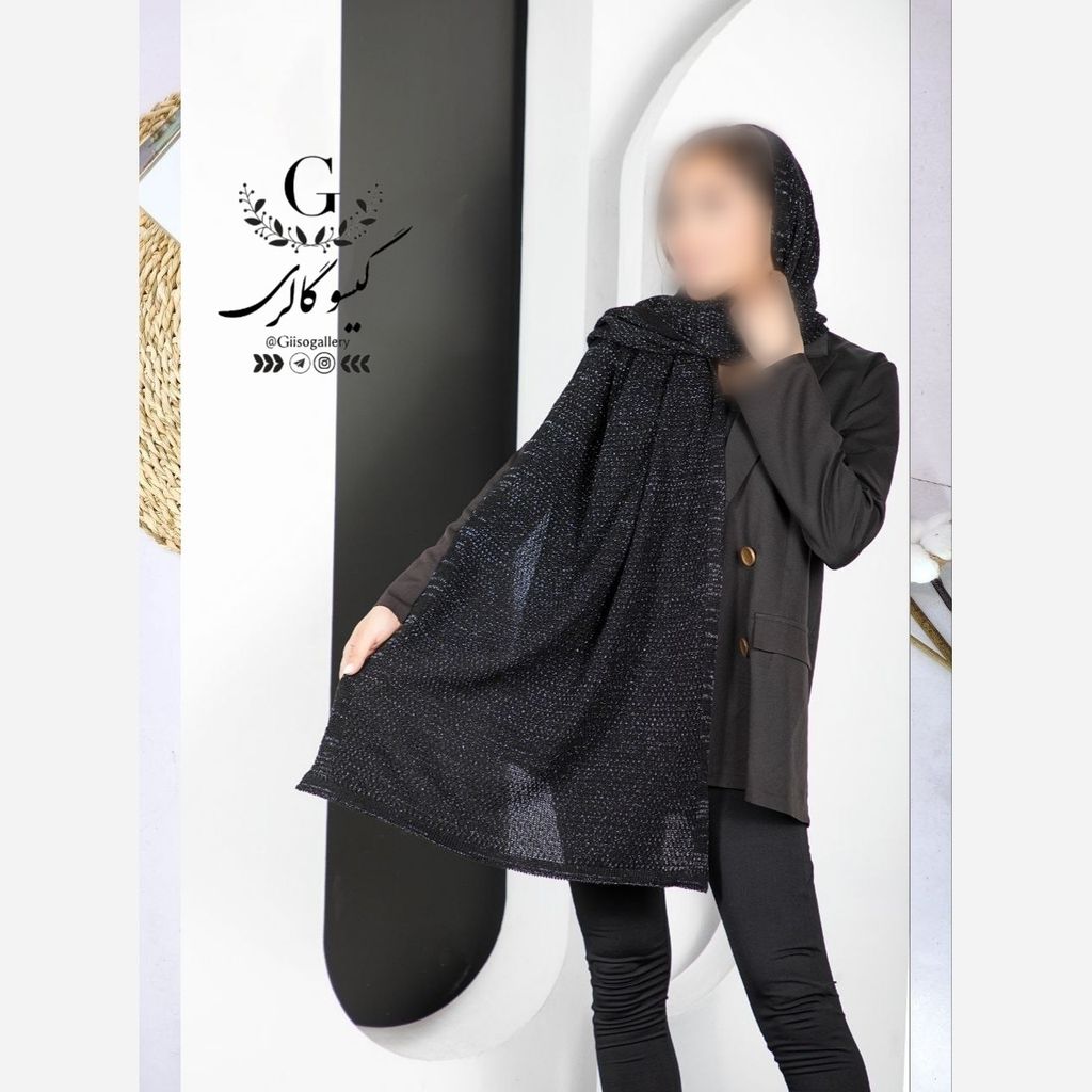 خرید اینترنتی قیمت شال بافت وارداتی میکس مشکی شایندار و طلایی برند