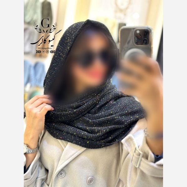 شال بافت وارداتی میکس مشکی شایندار و طلایی برند