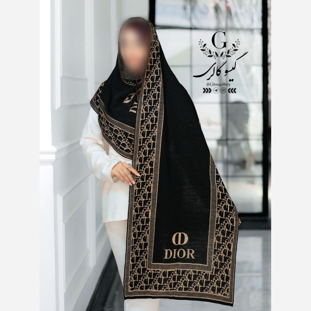 خرید اینترنتی قیمت شال بافت وارداتی میکس مشکی شایندار و طلایی برند