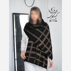 خرید اینترنتی قیمت شال بافت وارداتی میکس مشکی شایندار و طلایی برند