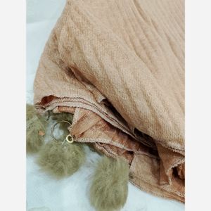 خرید اینترنتی قیمت شال موهر مخمل پلیسه پوم دار ضخیم