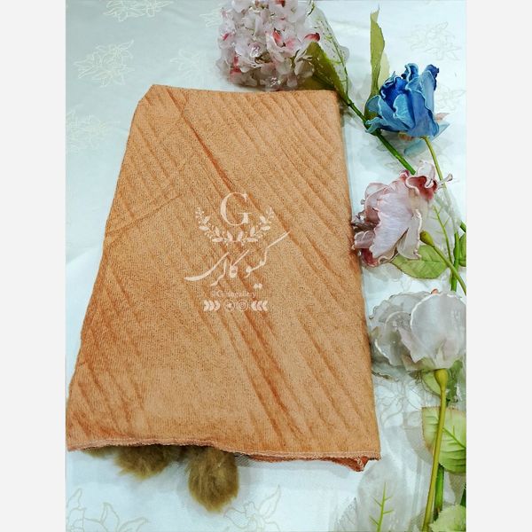 شال موهر مخمل پلیسه پوم دار ضخیم