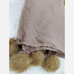خرید اینترنتی قیمت شال موهر مخمل پلیسه پوم دار ضخیم