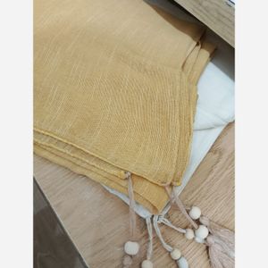 خرید اینترنتی قیمت روسری پارچه نخی زاپدار اعلا منگوله چوبی