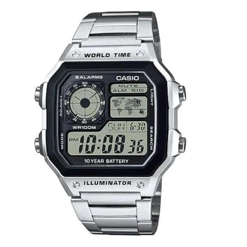 خرید اینترنتی قیمت ساعت مچی مردانه کاسیو جهان نما اورجینال پشت پیچ ضد اب رنگ ثابتCASIO