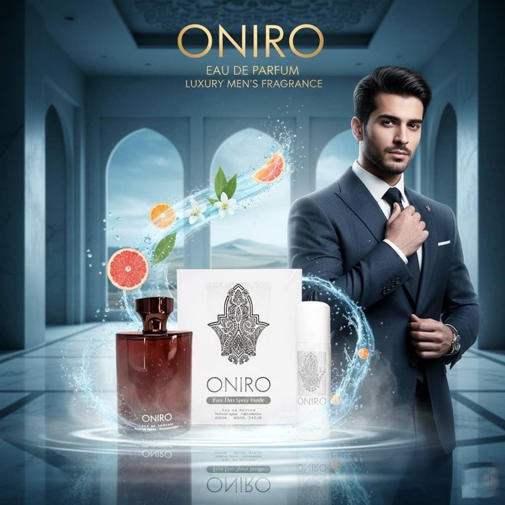 خرید انلاین عطر بسیار اقتصادی اصل امارات مردانه اونیرو فراگرنس ورد + اسپری هدیه