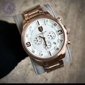 ساعت پورشه مردانه سه موتوره رزگلد Porsche-5105-Gرنگ صفحه سفید