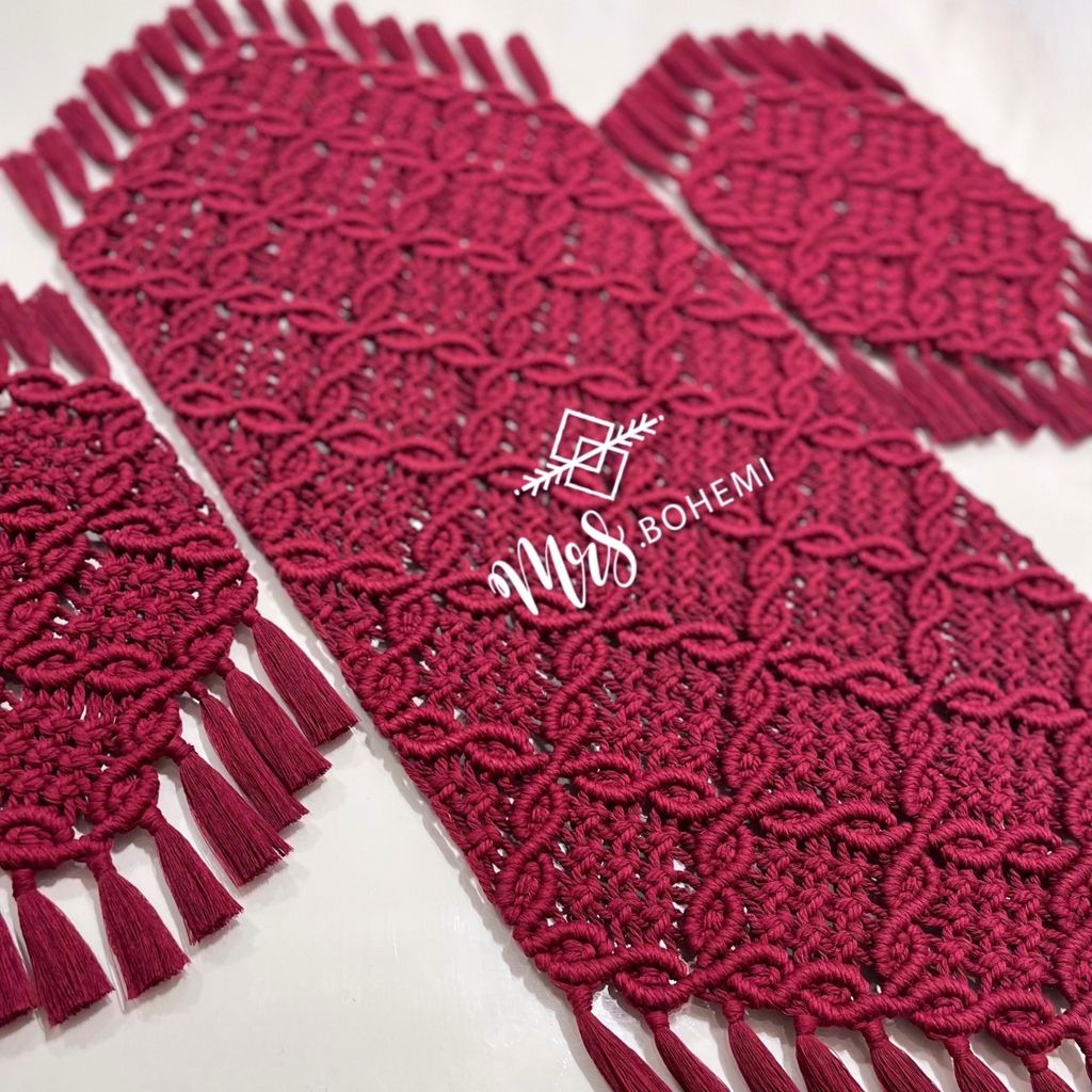 قیمت ارزان رانر مکرومه طرح الماسی کد 1020